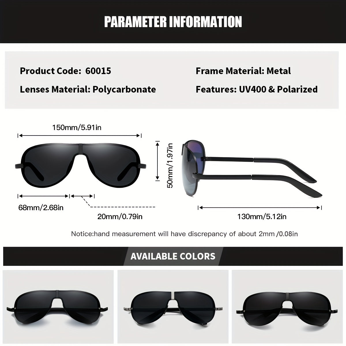 RoyalHot Polarized Alloy Frame Sunglasses 60015