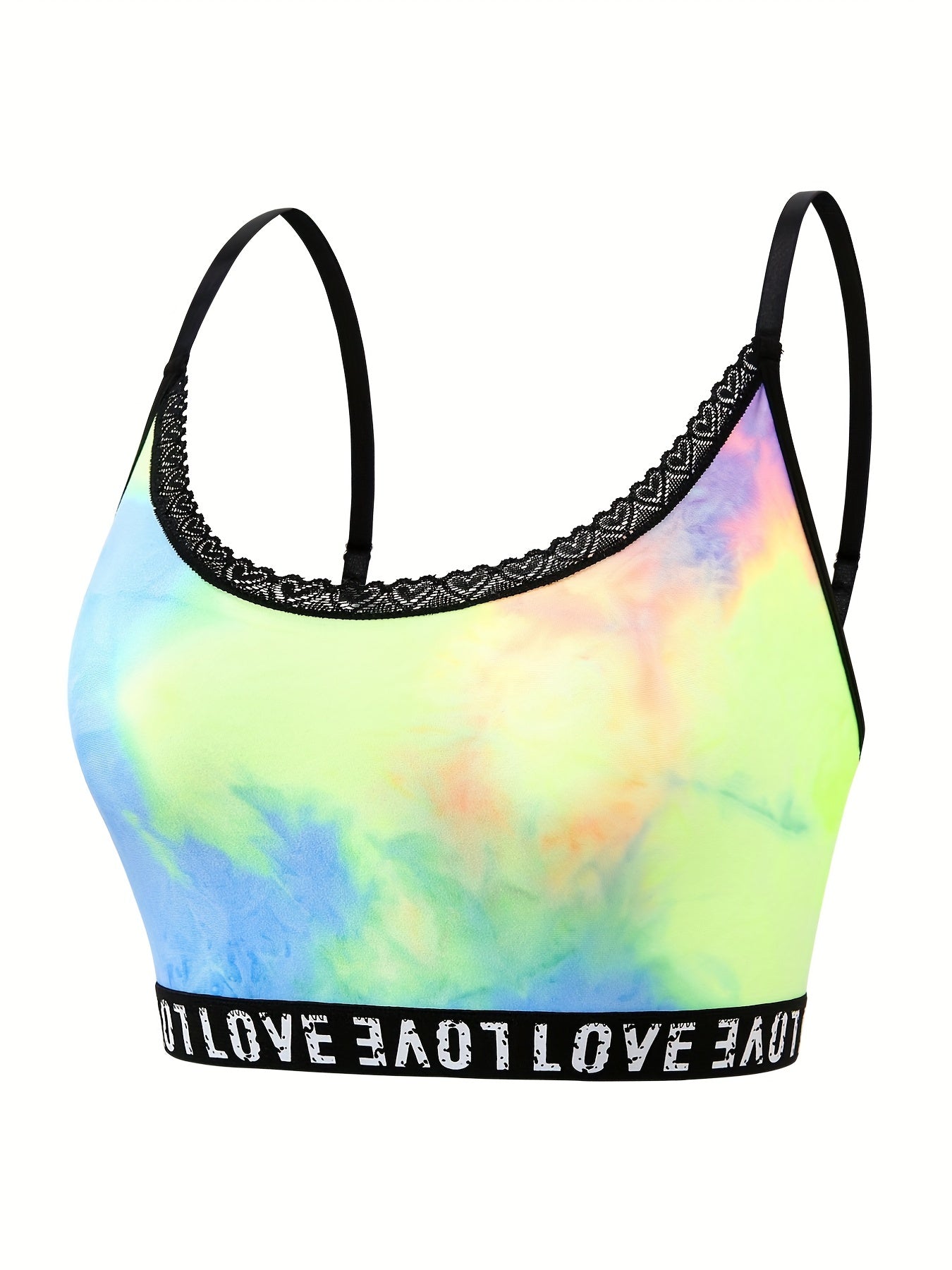 Exotic Bra & Panty Set Tie Dye Lace Trim Lingerie Two Piece Set