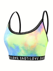 Exotic Bra & Panty Set Tie Dye Lace Trim Lingerie Two Piece Set