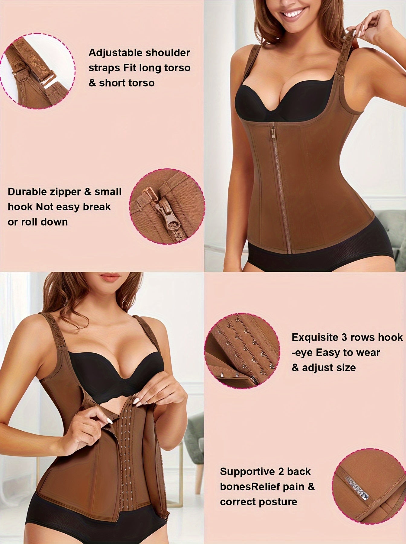 Women's Waist Trainer Corset Body Shaper w/ Adjustable Straps Tank Top