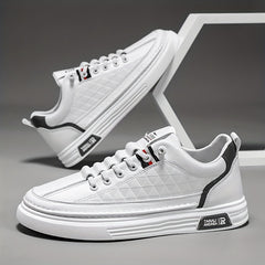 Men's Lace up Sneakers Casual Walking Shoes with PU Leather Upper