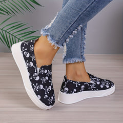 Halloween Skeleton Print Horror Lightweight Canvas Sneakers