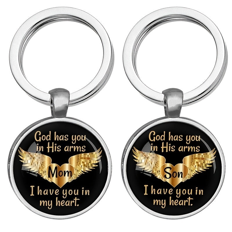 Angel Wings Time Gem Pendant Necklace Keychain Christmas Gift