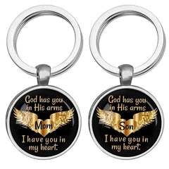 Angel Wings Time Gem Pendant Necklace Keychain Christmas Gift