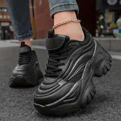 Women's Mesh Chunky Sneakers Lace Up Platform Shoes Comfortable Low Top