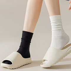 10 Pairs Women's Solid Socks, Comfy & Breathable All Match Stockings