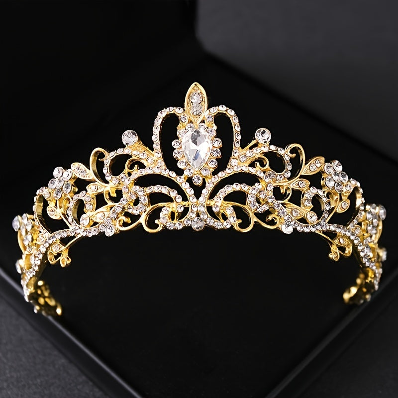 Golden Rhinestone Crown Hairband for Bridal Wedding Party Favor