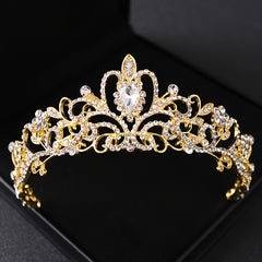 Golden Rhinestone Crown Hairband for Bridal Wedding Party Favor
