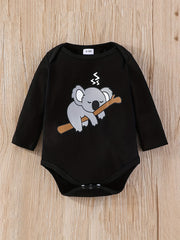 Baby Koala Printed Jumpsuit Top Full Printed Pants Hat 3pcs Set