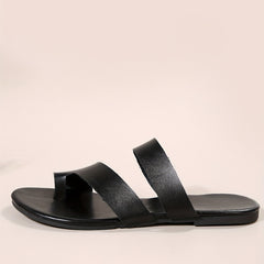 Women's Faux Leather Strap Open Toe Sandals Platform Waterproof Slides
