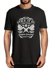 Men's Vintage Skull Graphic Tee Stretch Breathable T-shirt