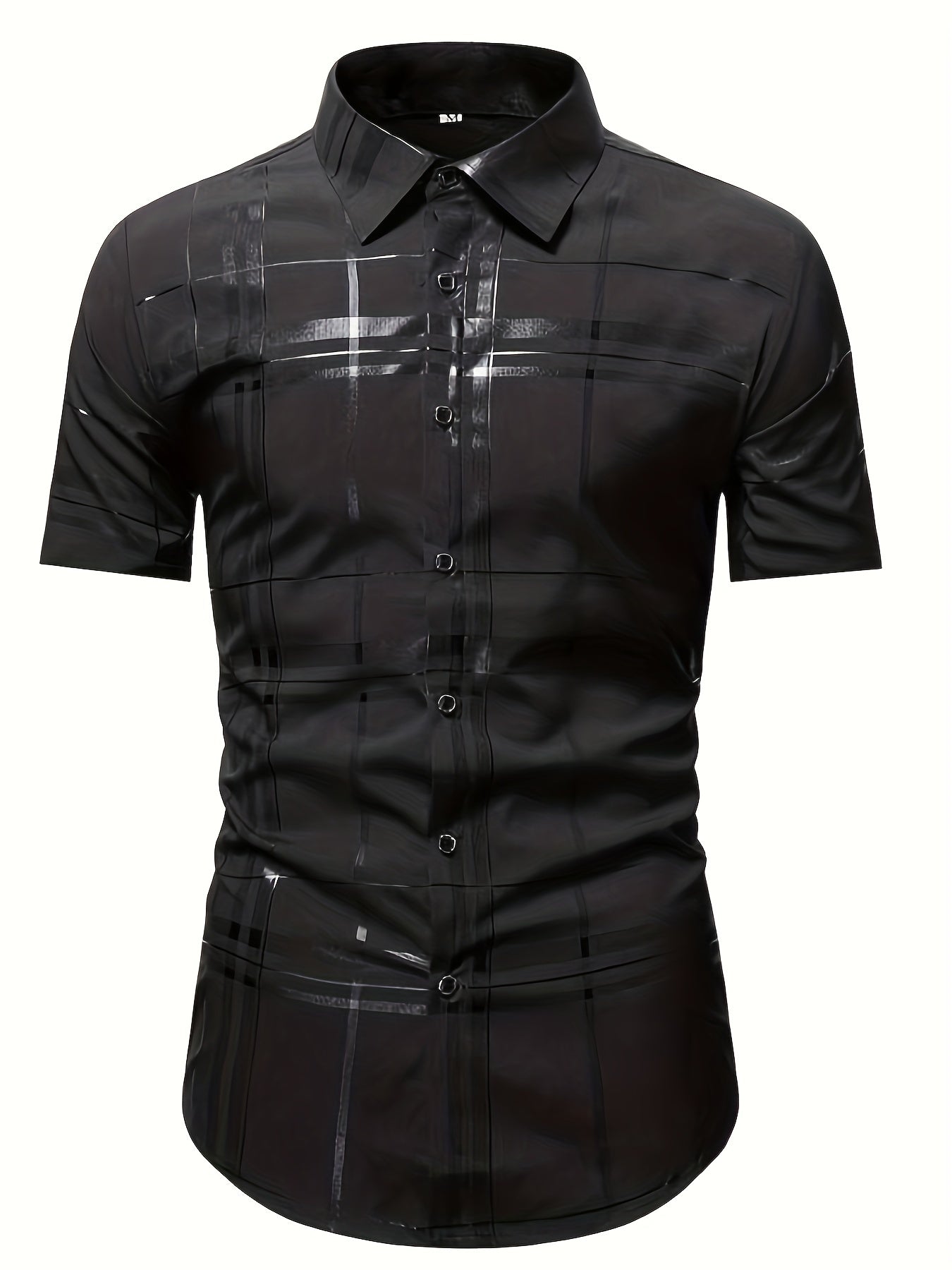 Men's Stripe Print Short Sleeve Shirt for Summer