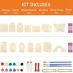 4pcs DIY Bird House Wind Chime Kit for Kids to Build & Paint Birdhouses