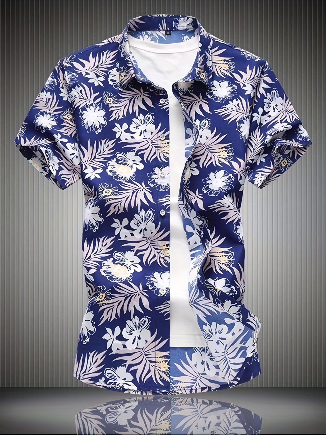 Men's Floral Print Camp Collar Hawaiian Shirt