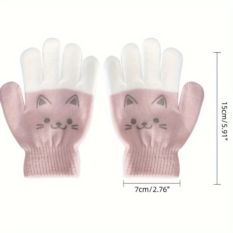 Kids Cartoon Knitted Gloves for Autumn and Winter