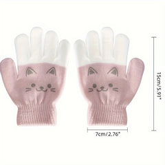 Kids Cartoon Knitted Gloves for Autumn and Winter