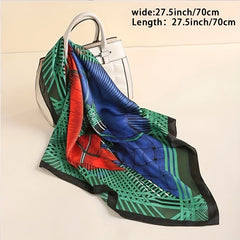 Vintage Print Silk Scarf Classic Square Bandana for Women
