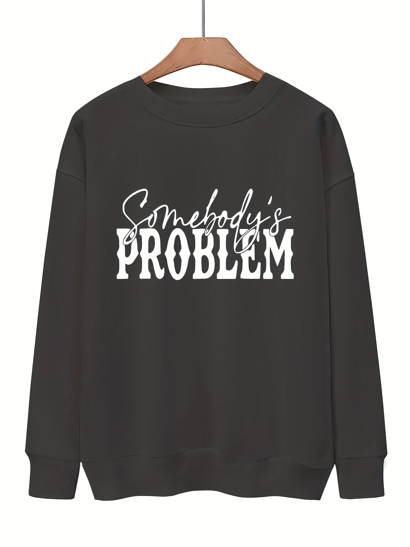 Letter Print Pullover Sweatshirt Crew Neck for Fall & Winter