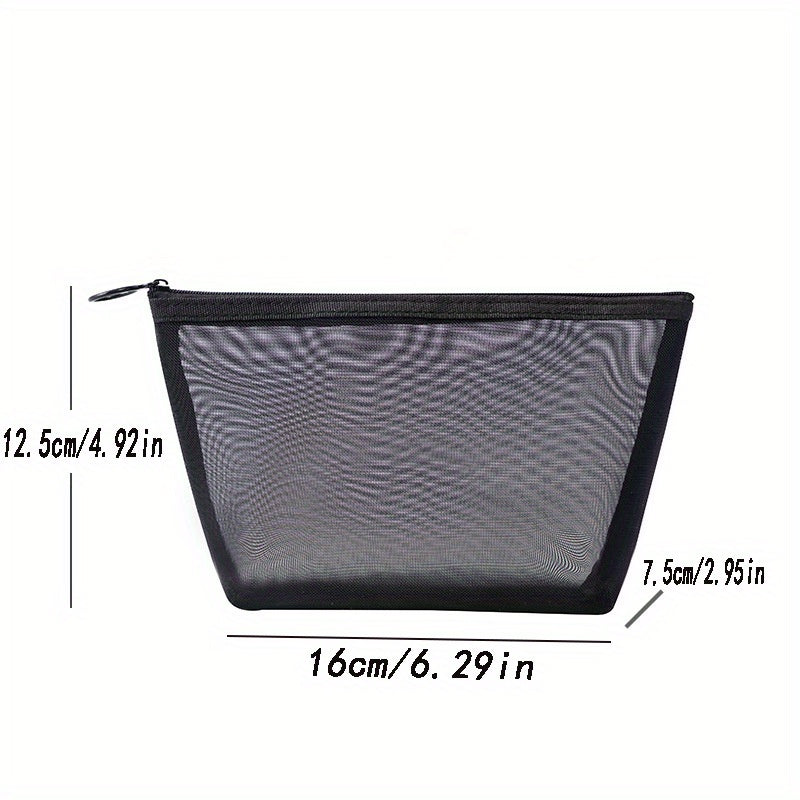 Portable Mesh Makeup Bag with Zipper Pouch for Daily Use and Travel