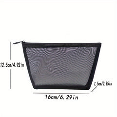 Portable Mesh Makeup Bag with Zipper Pouch for Daily Use and Travel