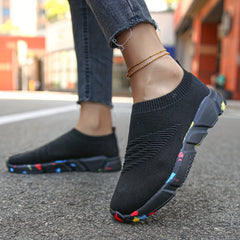 Women's Breathable Slip On Woven Sneakers Lightweight Low Top Trainers