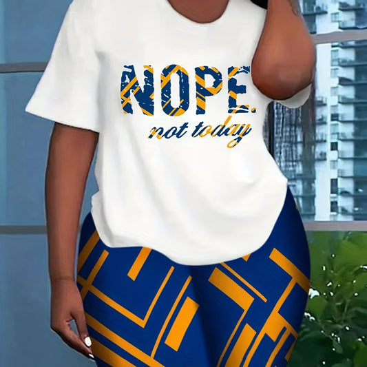Slogan Print Top & Shorts 2 Piece Set