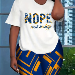 Slogan Print Top & Shorts 2 Piece Set
