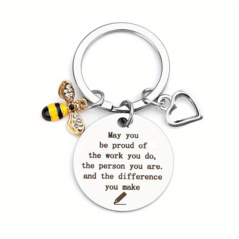 Bee Pendant Keychain Key Ring Teacher Appreciation From Students