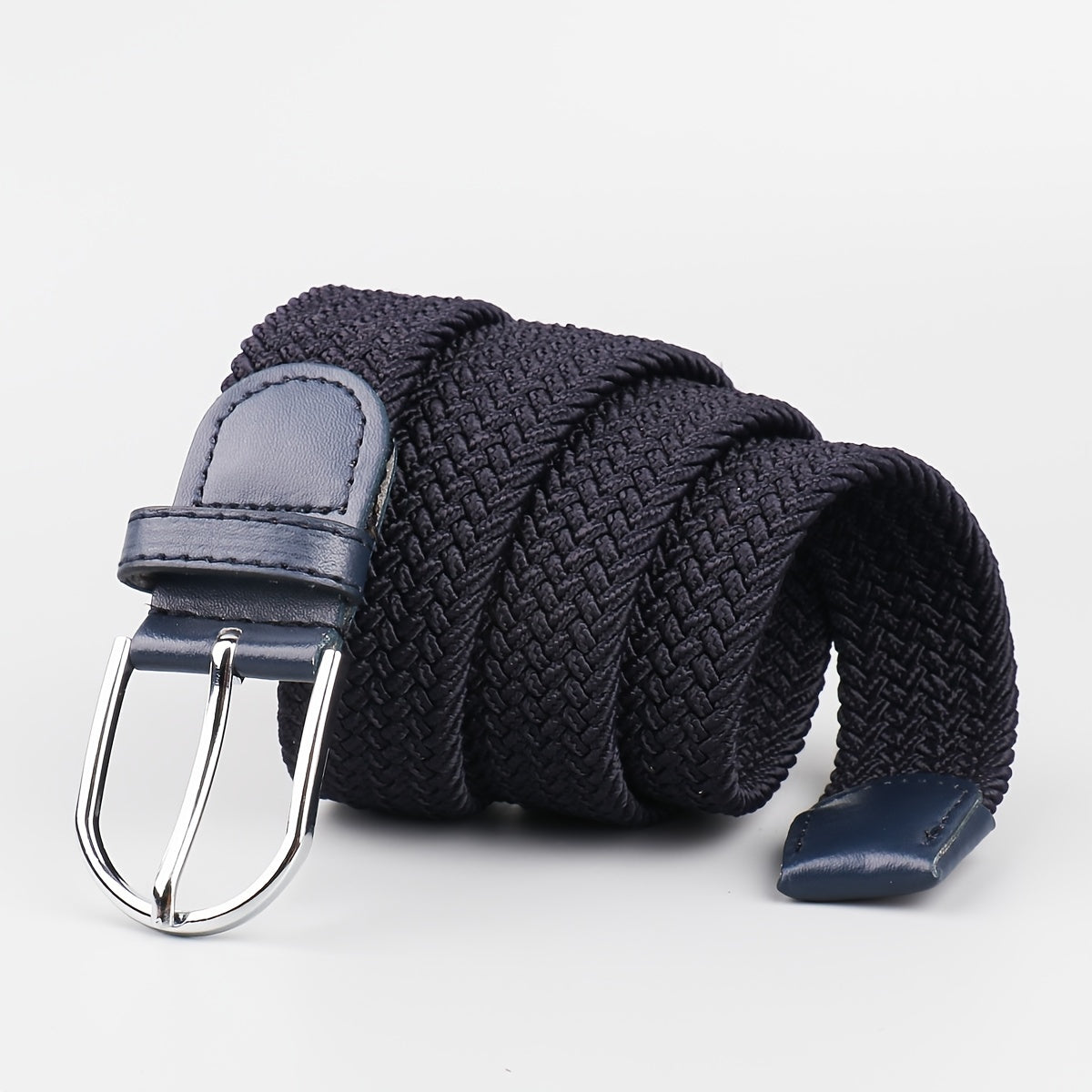 Men's Stretch Woven Braid Belt Canvas Elastic Fabric Woven Stretch Multicolored