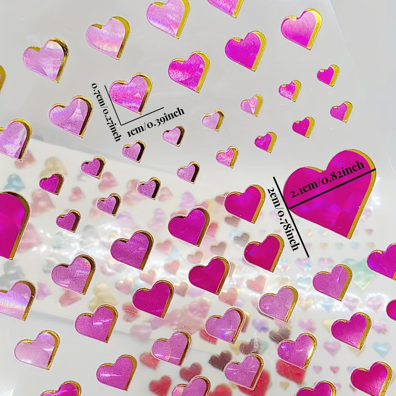 4 Sheets Laser Heart 3D Stickers - Dynamic Heart Theme