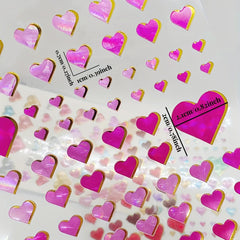 4 Sheets Laser Heart 3D Stickers - Dynamic Heart Theme