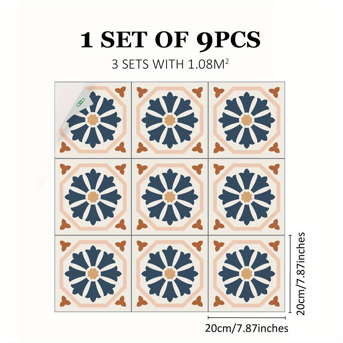 9pcs Nordic Style Matte Floral Vinyl Sticker Set