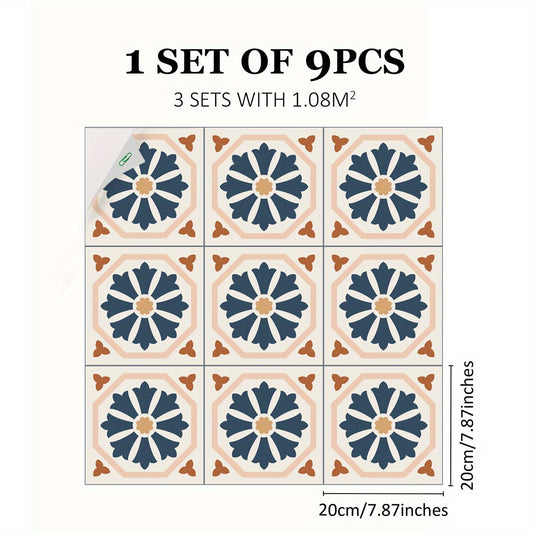 9pcs Nordic Style Matte Floral Vinyl Sticker Set