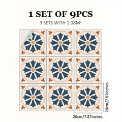 9pcs Nordic Style Matte Floral Vinyl Sticker Set