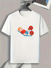 Funny Fat People Cartoon Print Men's Graphic Tee Summer Casual Tshirt