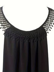 Boho Dress Women's Plus Lace Round Neck Loose Fit Dress
