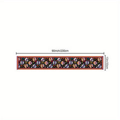 Mexican Style Skull Linen Table Runner Halloween Decor