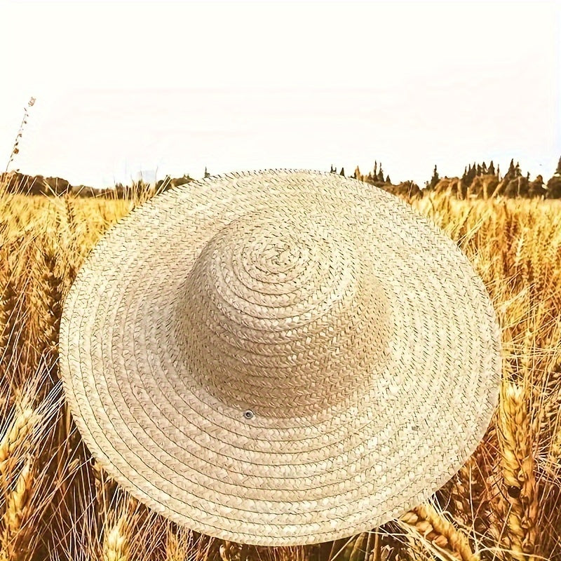 Straw Fedora Hat Wide Brim Breathable Hat Farmer Straw Sun Hat