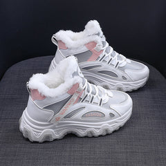 Women's Chunky Sneakers Warm Plush Lined Anti-slip Shoes