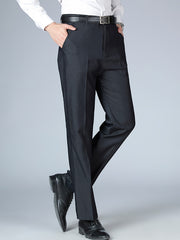 Men's Slim Fit Solid Dress Pants No Iron Formal Suit Trousers