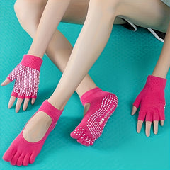 Non Slip Gloves & Socks Breathable Sports Gloves Five Toe Split Casual Yoga Sock