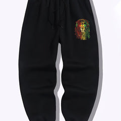 Lion Pattern Joggers Men s Stretch Waist Sports Pants