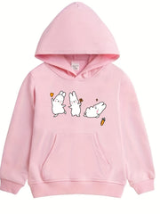 Girls Baby Rabbits Print Hooded Sweatshirt Top