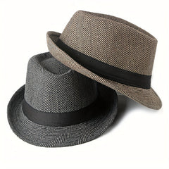 Stylish Men's Wide Brim Fedora with Sun Protection