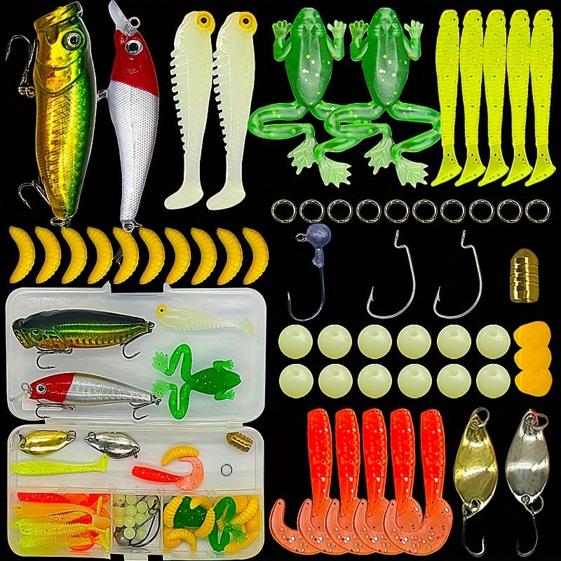 Freshwater Fishing Lures Kit for Bass Trout Crappie Salmon 72pcs