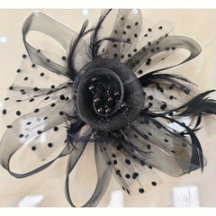 Pink Floral Fascinators Hat & Hair Ties Mesh Feather Hair Clips for Women