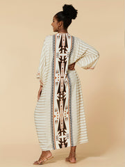 Boho Cover Up Women's Plus Tribal Print Long Sleeve Cover Up