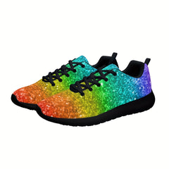 Men's Rainbow Lace-Up Sneakers Comfortable Walking Shoes