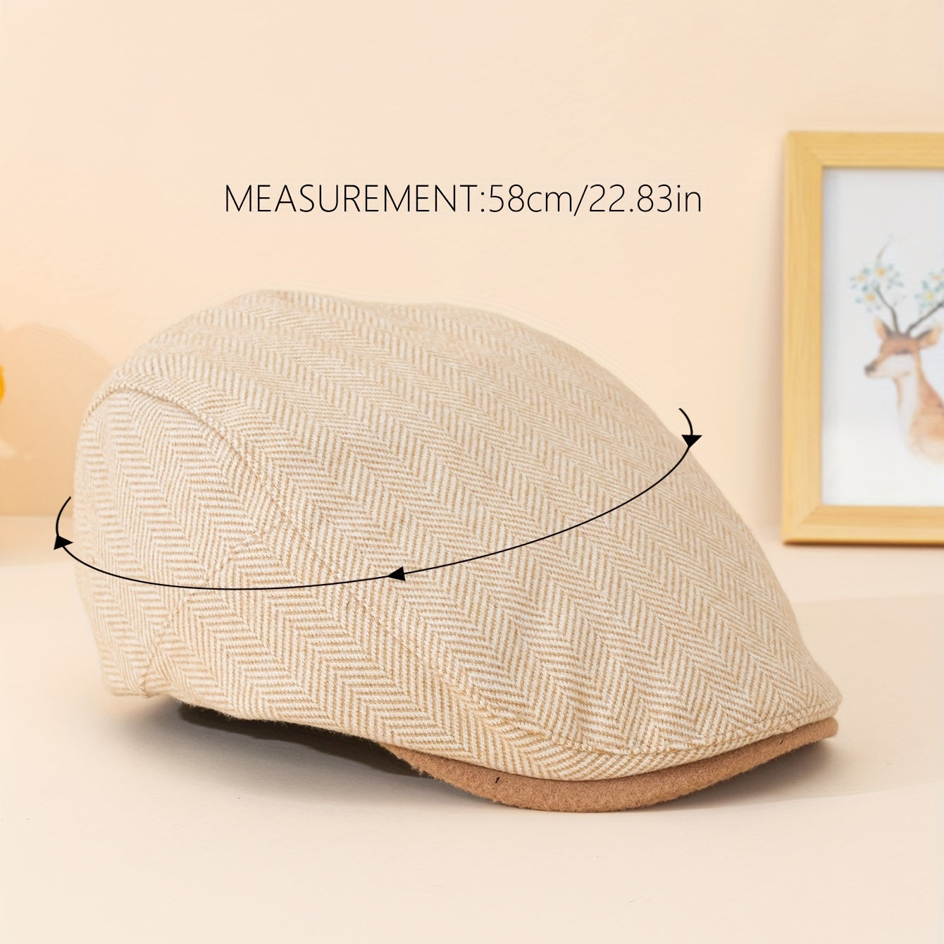 Unisex Herringbone Woolen Peaked Cap - British Style