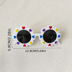 Heart Pattern Round Sunglasses for Girls and Boys